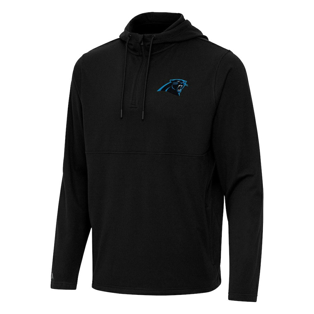 Carolina Panthers Antigua Connected Quarter-Zip Pullover Hoodie - Black - NFL