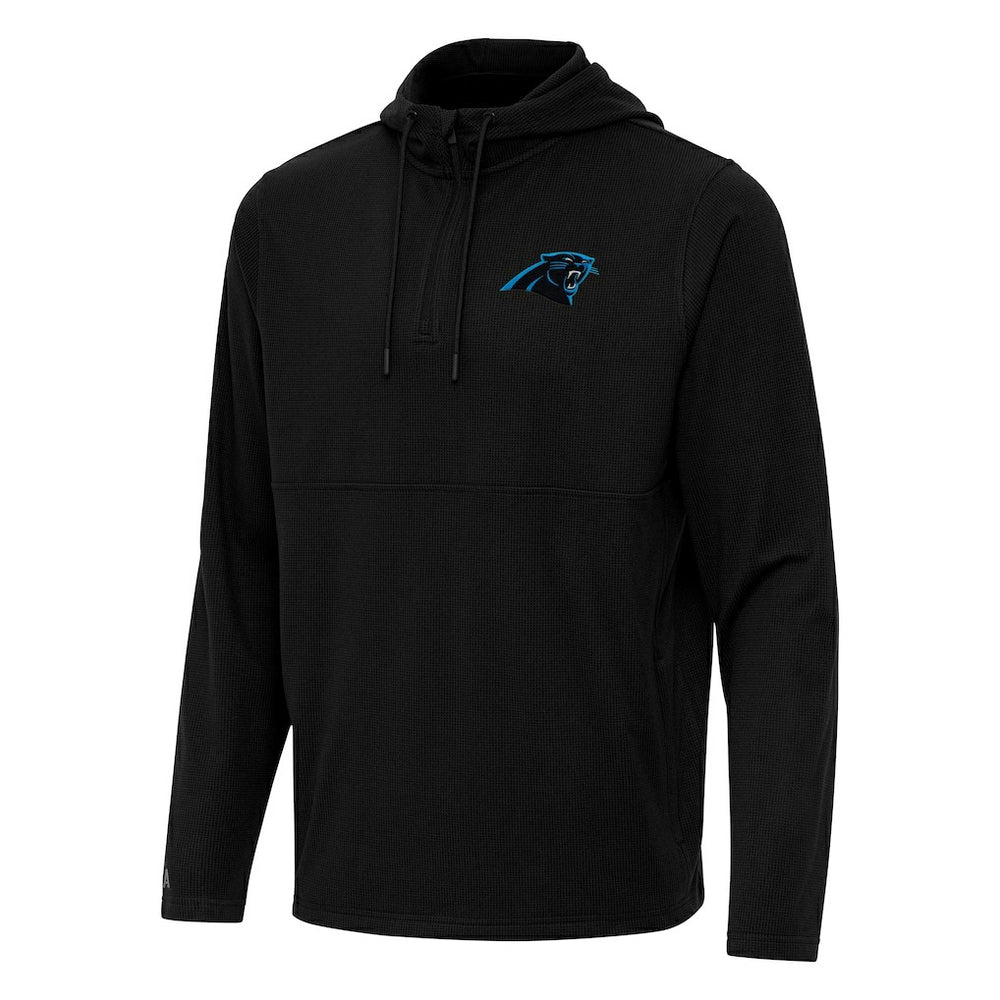 Carolina Panthers Antigua Connected Quarter-Zip Pullover Hoodie - Black - NFL