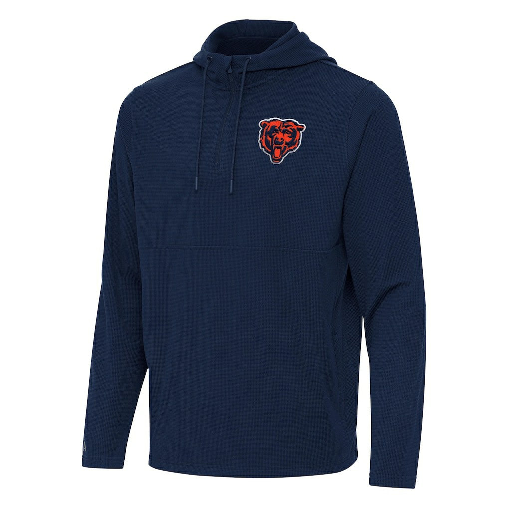 Chicago Bears Antigua Connected Quarter-Zip Pullover Hoodie - Navy - NFL