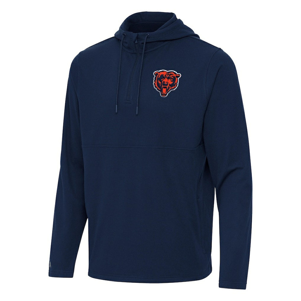 Chicago Bears Antigua Connected Quarter-Zip Pullover Hoodie - Navy - NFL