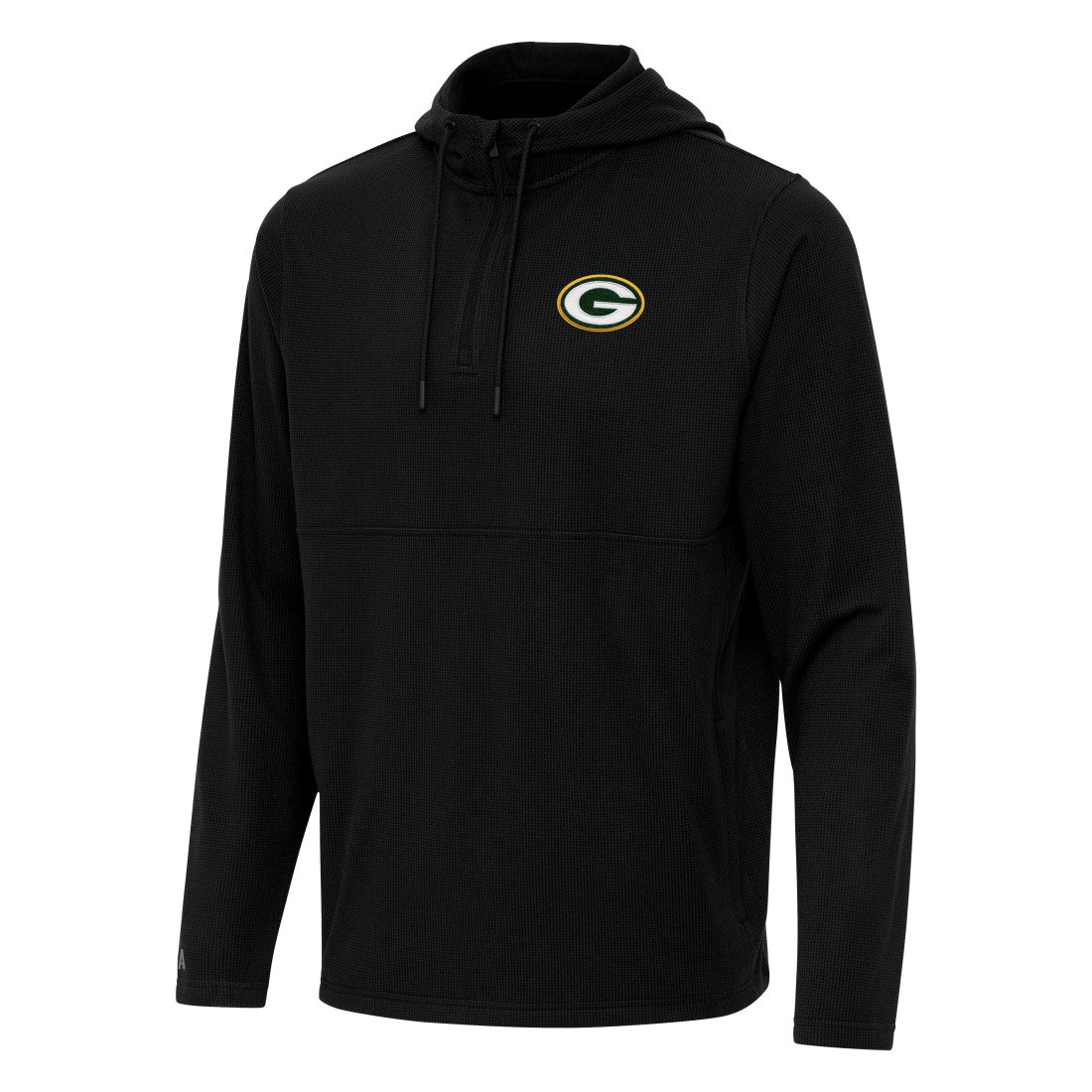 Green Bay Packers Antigua Connected Quarter-Zip Pullover Hoodie - Black - NFL