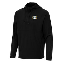 Green Bay Packers Antigua Connected Quarter-Zip Pullover Hoodie - Black - NFL