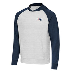 New England Patriots Antigua Urgent Pullover Hoodie - Heather Navy/Gray - NFL