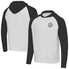 Pittsburgh Steelers Antigua Urgent Pullover Hoodie - Black/Heather Gray - NFL