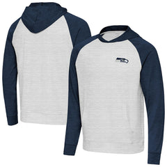 Seattle Seahawks Antigua Urgent Pullover Hoodie - Heather College Navy/Gray - NFL