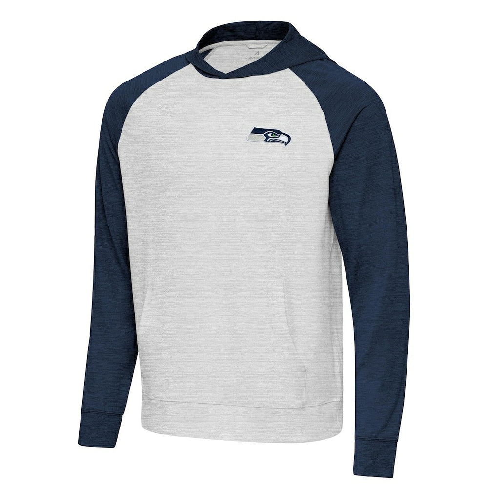 Seattle Seahawks Antigua Urgent Pullover Hoodie - Heather College Navy/Gray - NFL