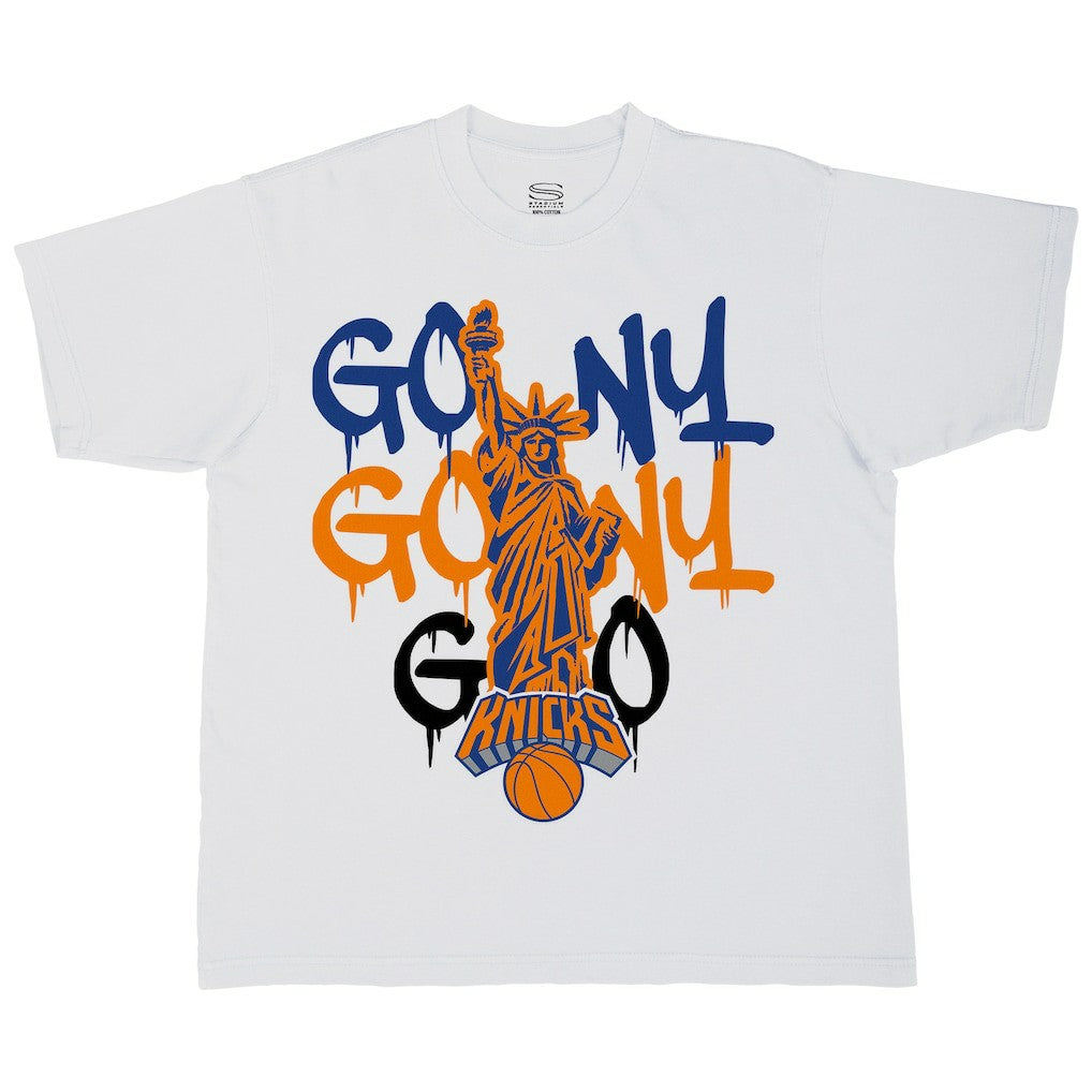 New York Knicks Stadium Essentials Unisex Oversized Go NY Go T-Shirt White
