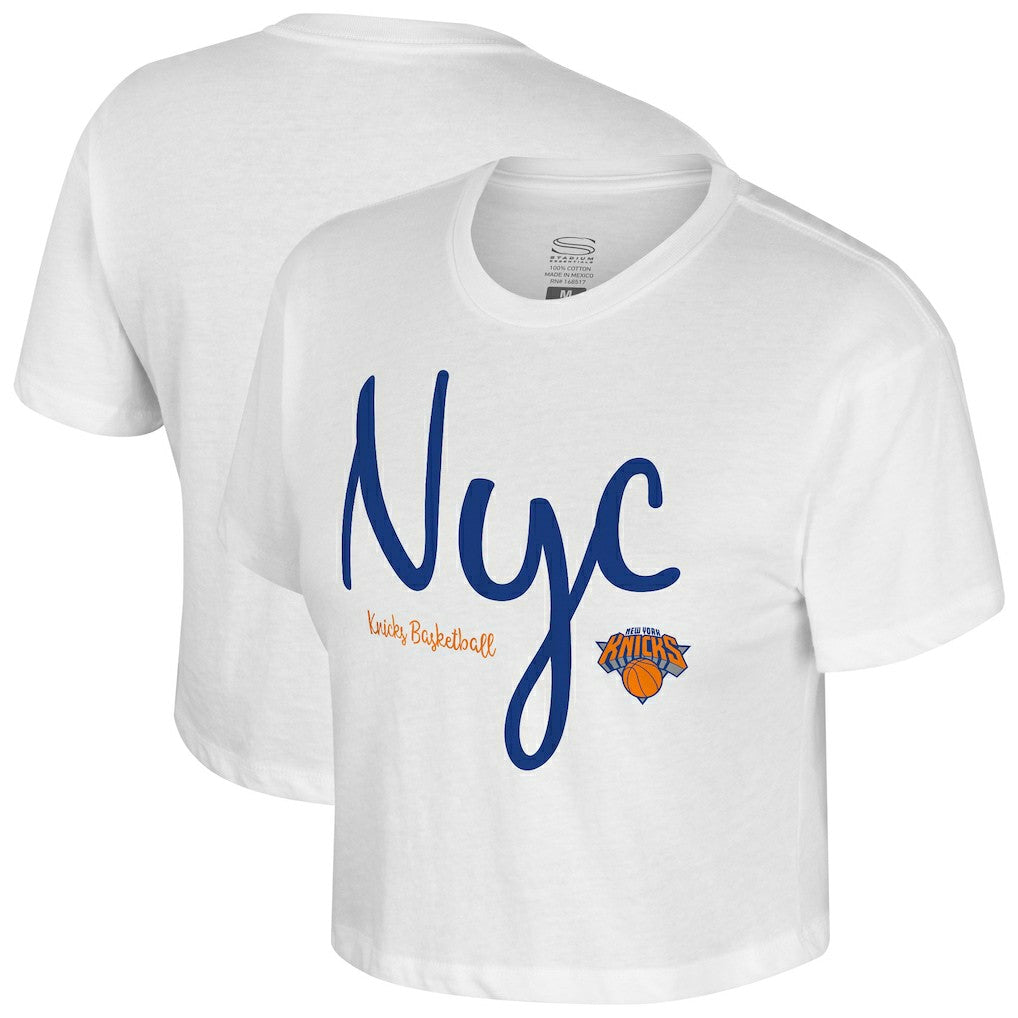 New York Knicks Stadium Essentials Cropped Third Quarter T-Shirt White