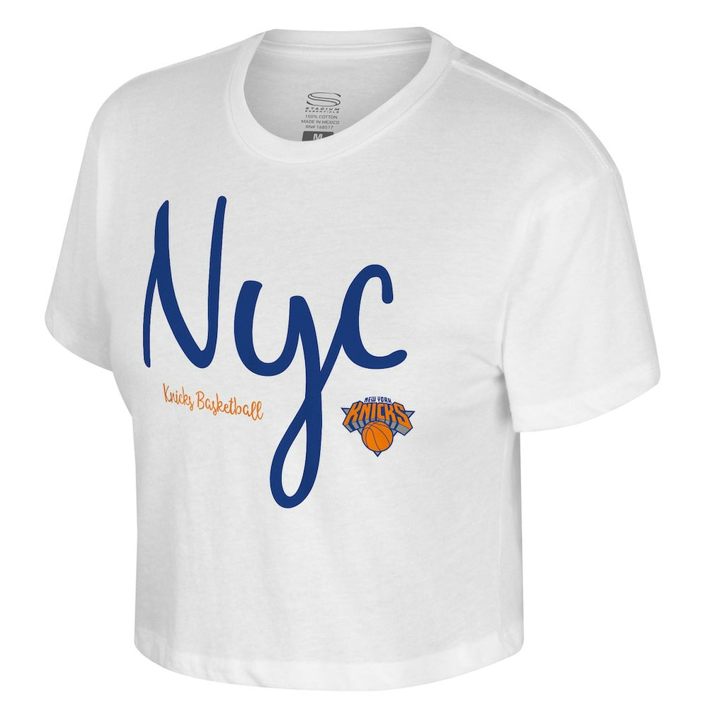 New York Knicks Stadium Essentials Cropped Third Quarter T-Shirt White