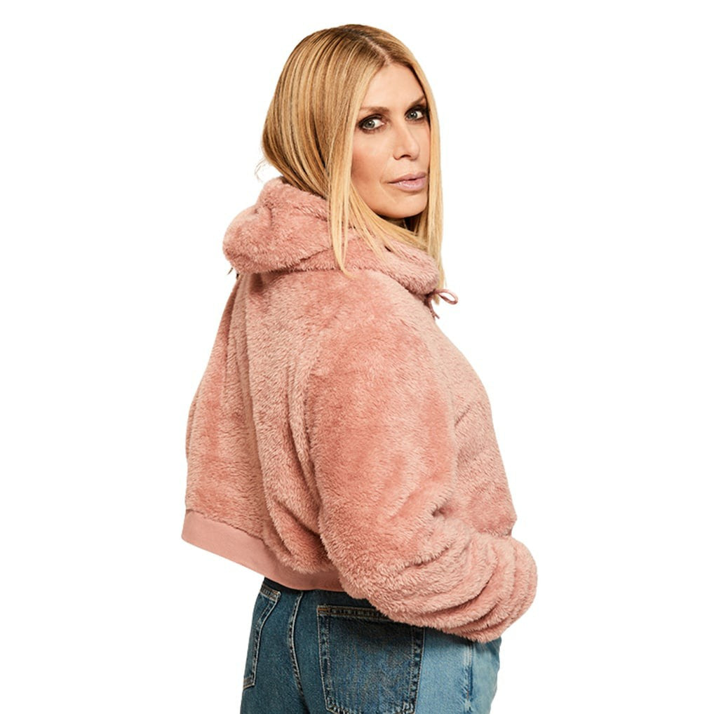 Green Bay Packers Jill Martin Women's Tonal Sherpa Cropped Hoodie - Pink - NFL