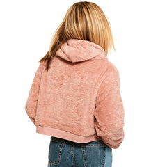 Buffalo Bills Jill Martin Women's Tonal Sherpa Cropped Hoodie - Pink - NFL