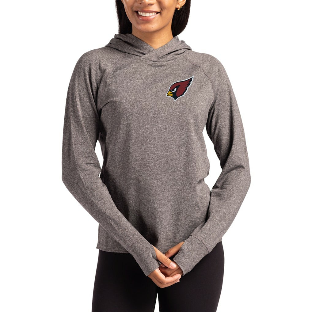 Arizona Cardinals Cutter & Buck Women's Primary Logo Adapt Knit Recycled Raglan Pullover Hoodie - Heather Charcoal - NFL