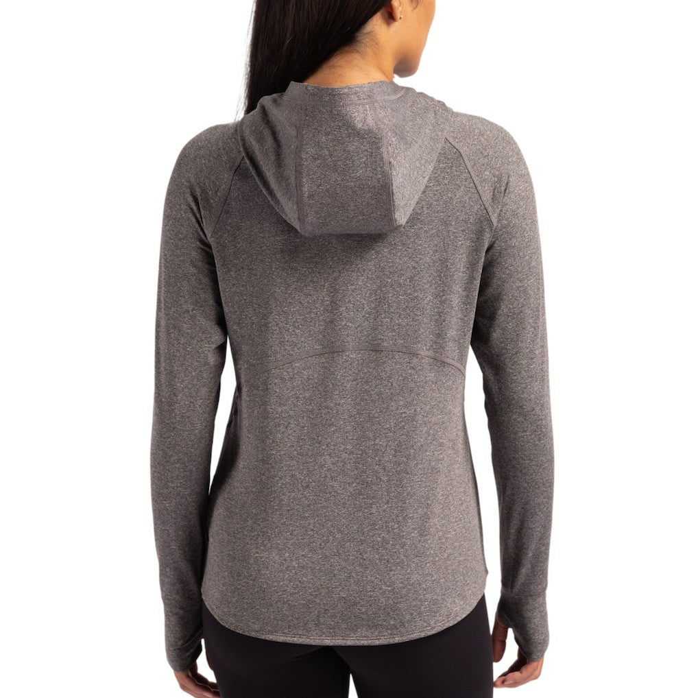 Carolina Panthers Cutter & Buck Women's Primary Logo Adapt Knit Recycled Raglan Pullover Hoodie - Heather Charcoal - NFL