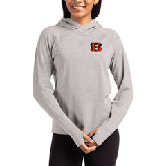 Cincinnati Bengals Cutter & Buck Women's Primary Logo Adapt Knit Recycled Raglan Pullover Hoodie - Heather Gray - NFL