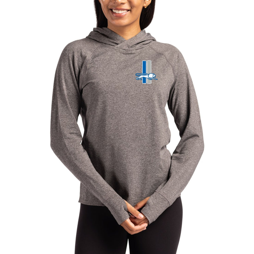 Detroit Lions Cutter & Buck Women's Throwback Logo Adapt Knit Recycled Raglan Pullover Hoodie - Heather Charcoal - NFL