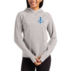 Detroit Lions Cutter & Buck Women's Throwback Logo Adapt Knit Recycled Raglan Pullover Hoodie - Heather Gray - NFL