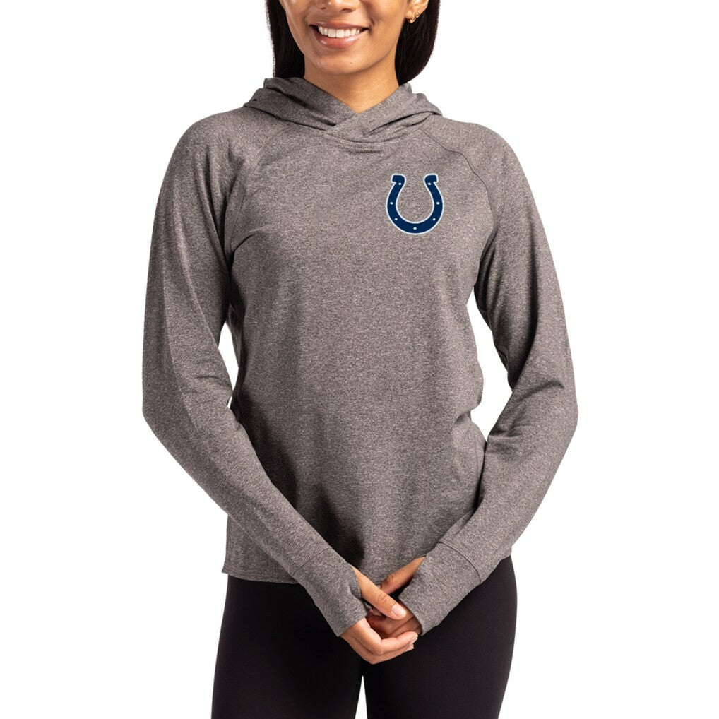Indianapolis Colts Cutter & Buck Women's Primary Logo Adapt Knit Recycled Raglan Pullover Hoodie - Heather Charcoal - NFL
