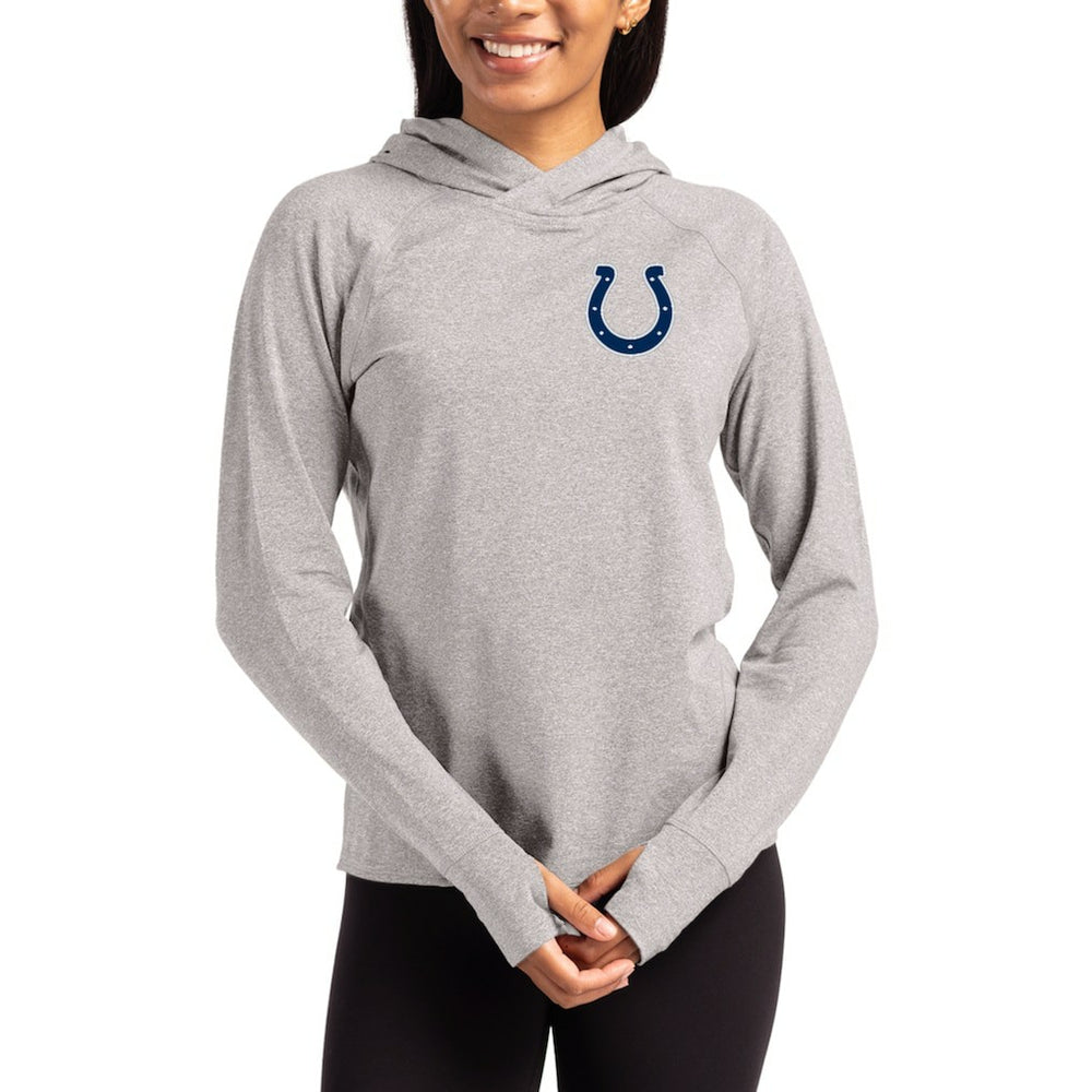 Indianapolis Colts Cutter & Buck Women's Primary Logo Adapt Knit Recycled Raglan Pullover Hoodie - Heather Gray - NFL