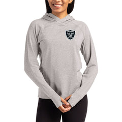 Las Vegas Raiders Cutter & Buck Women's Primary Logo Adapt Knit Recycled Raglan Pullover Hoodie - Heather Gray - NFL