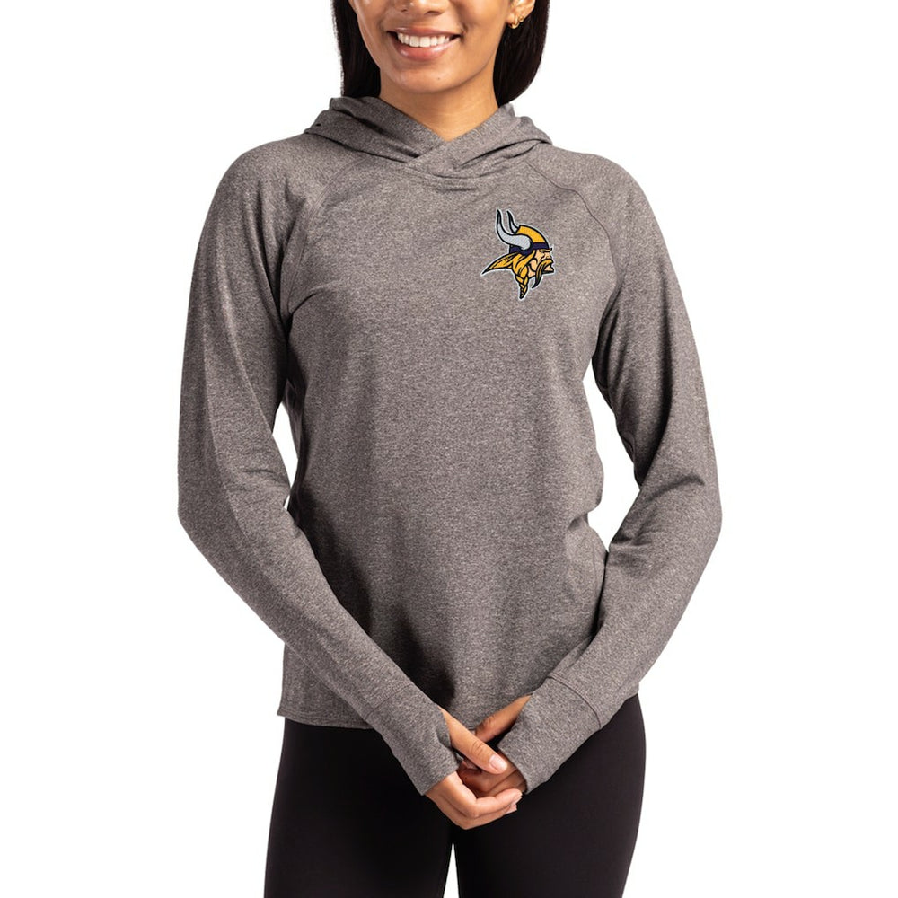 Minnesota Vikings Cutter & Buck Women's Primary Logo Adapt Knit Recycled Raglan Pullover Hoodie - Heather Charcoal - NFL
