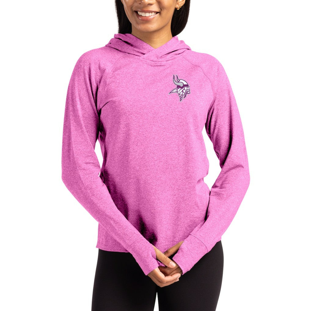 Minnesota Vikings Cutter & Buck Women's Tonal Logo Adapt Knit Recycled Raglan Pullover Hoodie - Pink - NFL