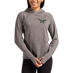 Philadelphia Eagles Cutter & Buck Women's Throwback Logo Adapt Knit Recycled Raglan Pullover Hoodie - Heather Charcoal - NFL
