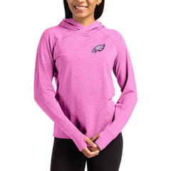 Philadelphia Eagles Cutter & Buck Women's Tonal Logo Adapt Knit Recycled Raglan Pullover Hoodie - Pink - NFL