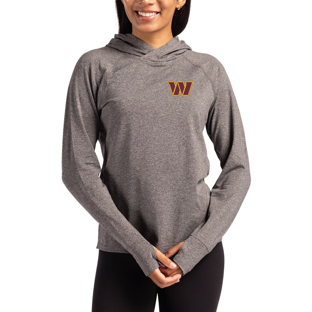 Washington Commanders Cutter & Buck Women's Primary Logo Adapt Knit Recycled Raglan Pullover Hoodie - Heather Charcoal - NFL