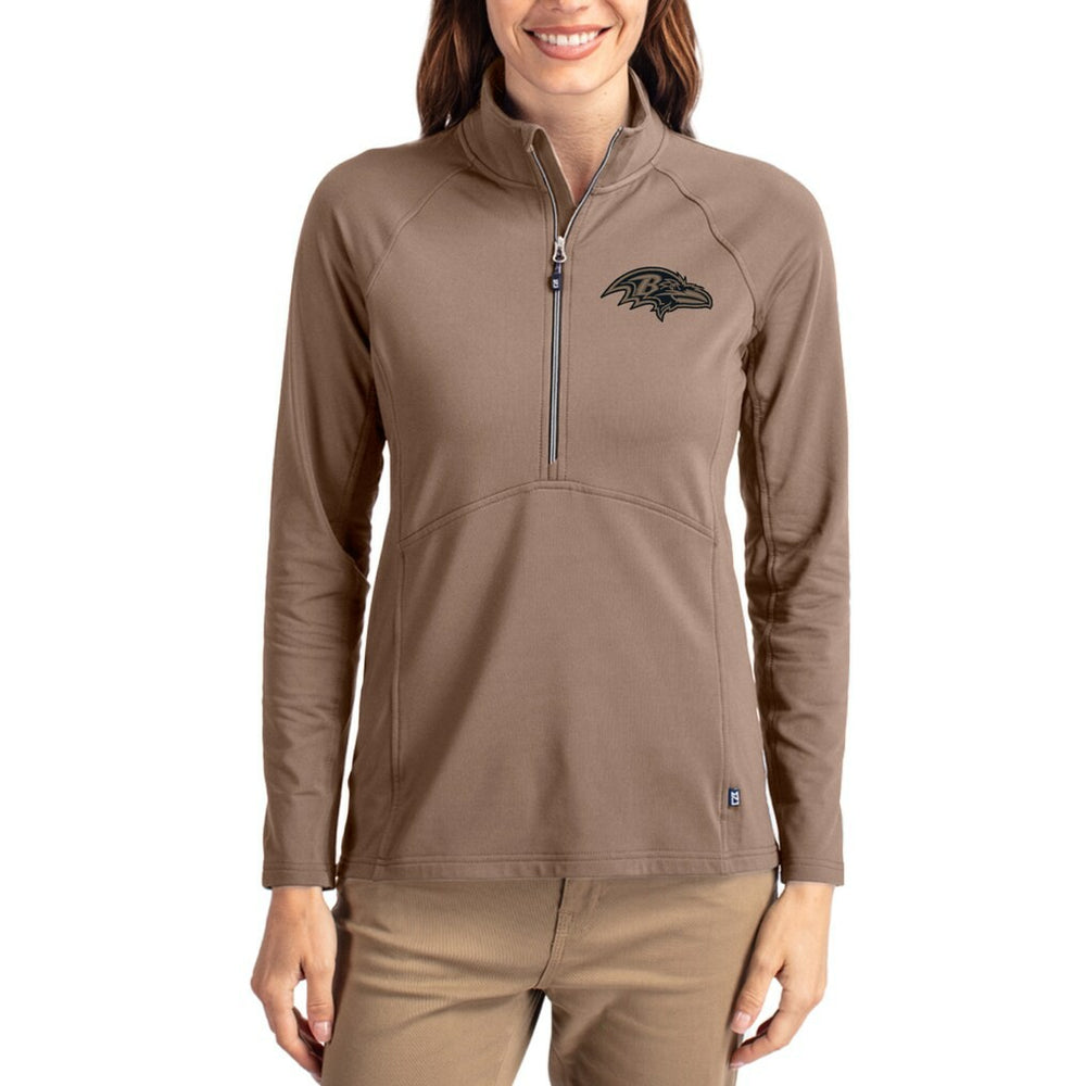 Baltimore Ravens Cutter & Buck Women's Tonal Adapt Eco Knit Stretch Recycled Raglan Half-Zip Pullover - Brown - NFL