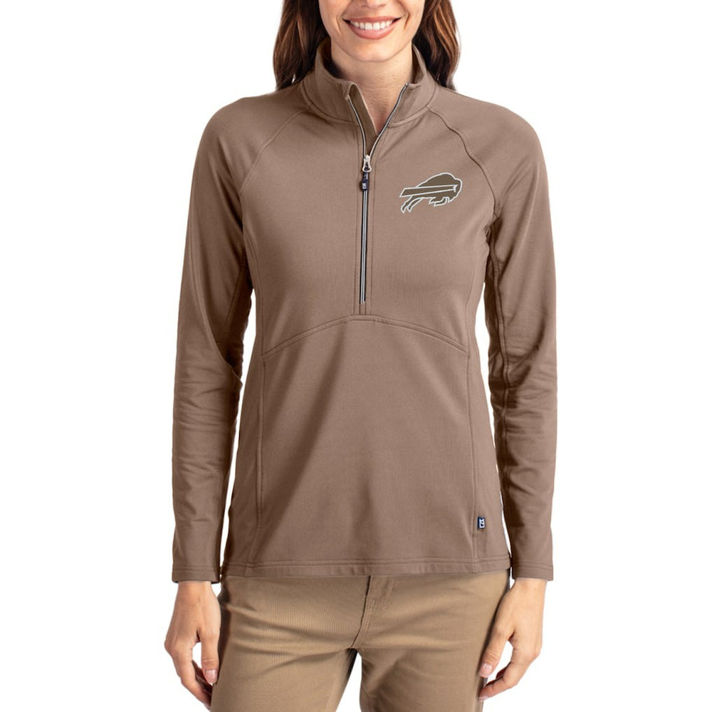 Buffalo Bills Cutter & Buck Women's Tonal Adapt Eco Knit Stretch Recycled Raglan Half-Zip Pullover - Brown - NFL