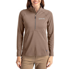 New Orleans Saints Cutter & Buck Women's Tonal Adapt Eco Knit Stretch Recycled Raglan Half-Zip Pullover - Brown - NFL