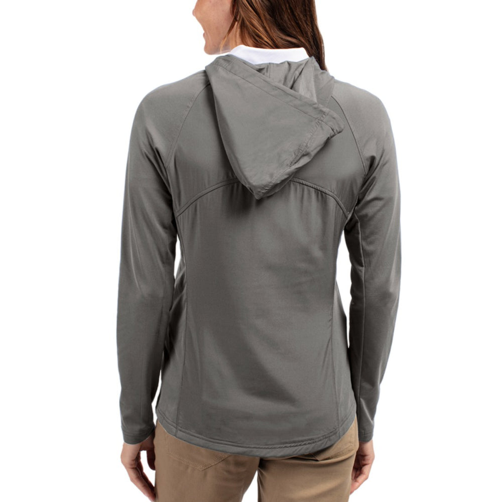Green Bay Packers Cutter & Buck Women's Adapt Eco Knit Hybrid Recycled Raglan Full-Zip Hoodie Jacket - Gray - NFL