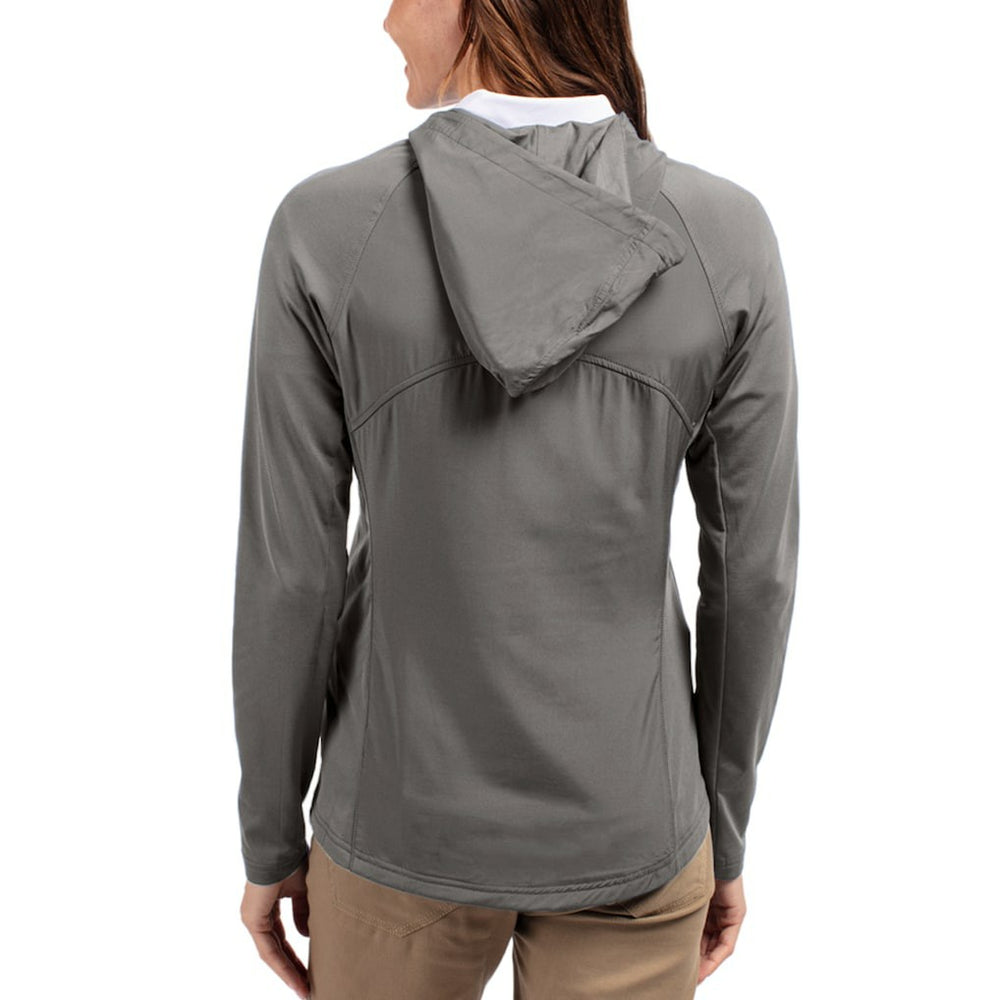 Miami Dolphins Cutter & Buck Women's Adapt Eco Knit Hybrid Recycled Raglan Full-Zip Hoodie Jacket - Gray - NFL