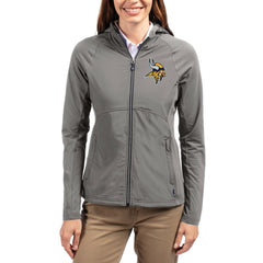 Minnesota Vikings Cutter & Buck Women's Adapt Eco Knit Hybrid Recycled Raglan Full-Zip Hoodie Jacket - Gray - NFL