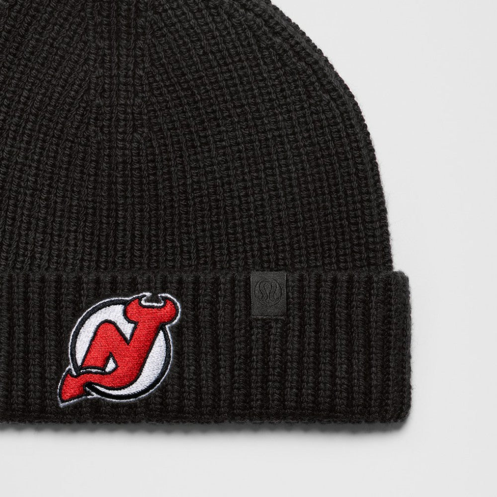 New Jersey Devils lululemon Unisex Close-Fit Wool-Blend Ribbed Beanie - Black | NHL online
