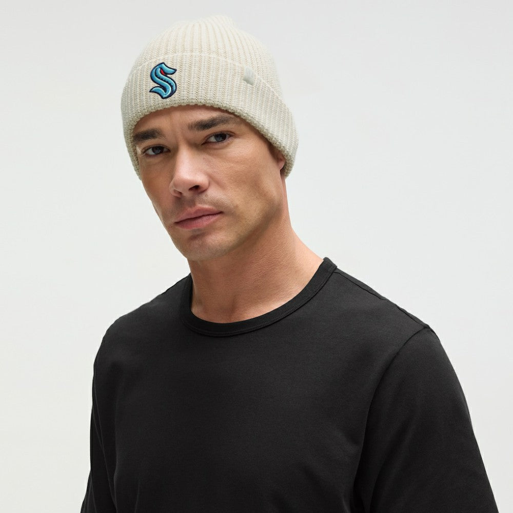 Seattle Kraken lululemon Unisex Close-Fit Wool-Blend Ribbed Beanie - Heathered Bone | NHL Clearance