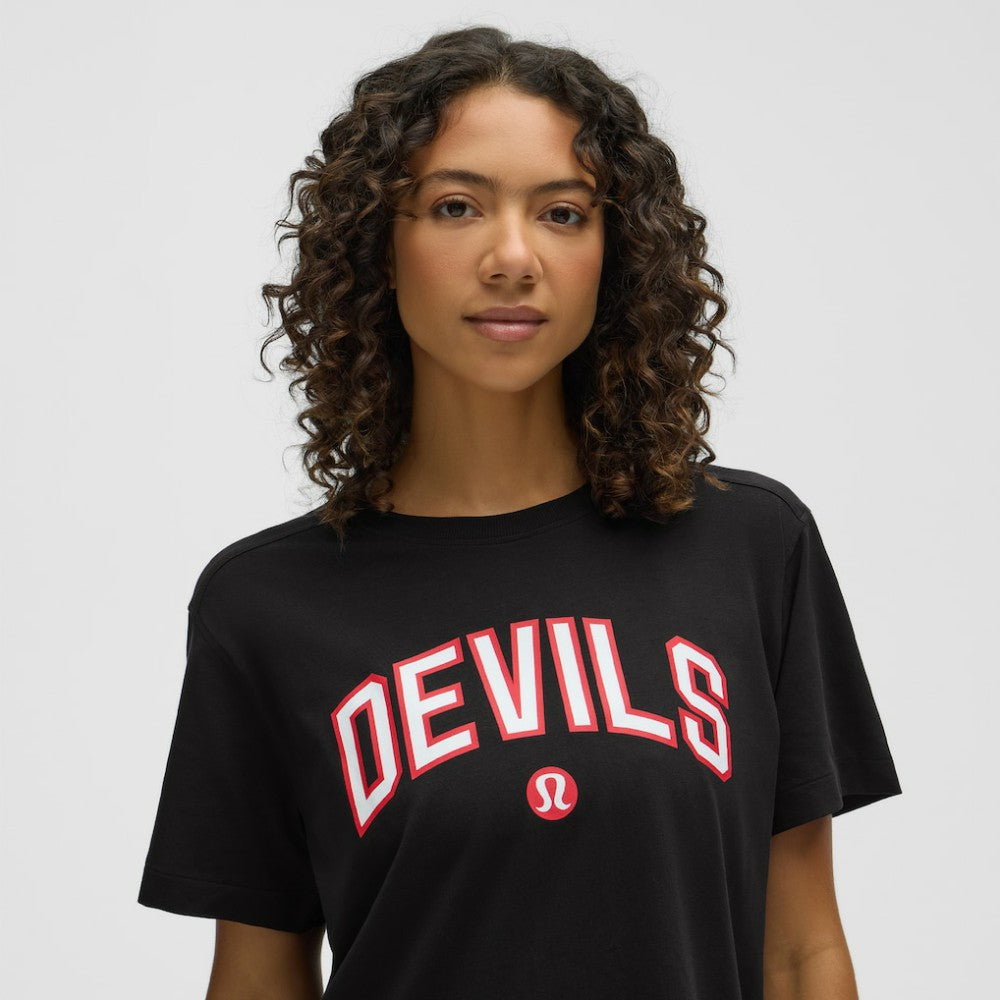 New Jersey Devils lululemon Women's All Yours Organic Cotton T-Shirt - Black | NHL Lifestyle