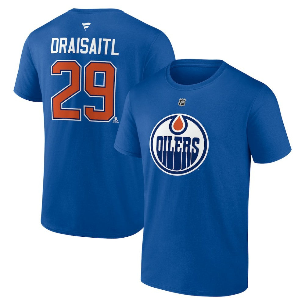 Leon Draisaitl Edmonton Oilers Fanatics Authentic Stack Name & Number T-Shirt - Royal | Fanatics online