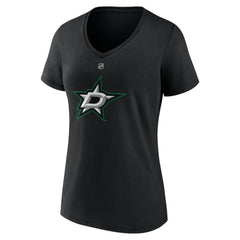 Mikko Rantanen Dallas Stars Fanatics Women's Authentic Stack Name & Number V-Neck T-Shirt - Black | Fanatics Lifestyle