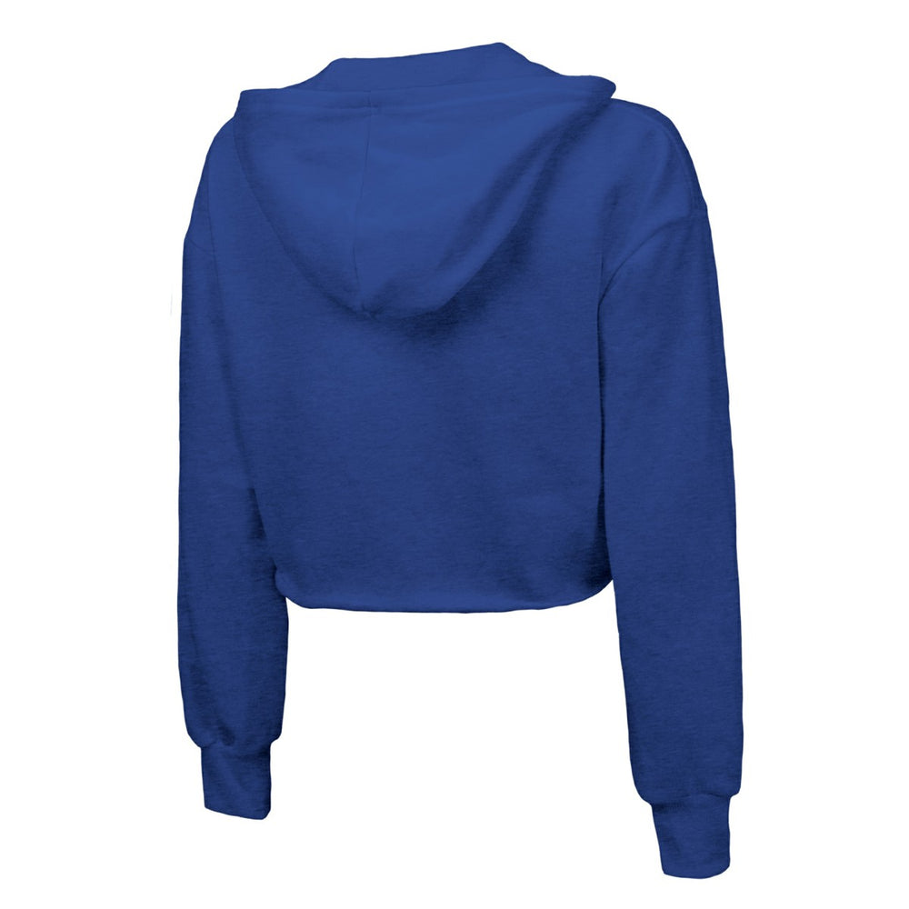 New York Knicks Majestic Threads Women's Tri-Blend Cropped Pullover Hoodie Royal