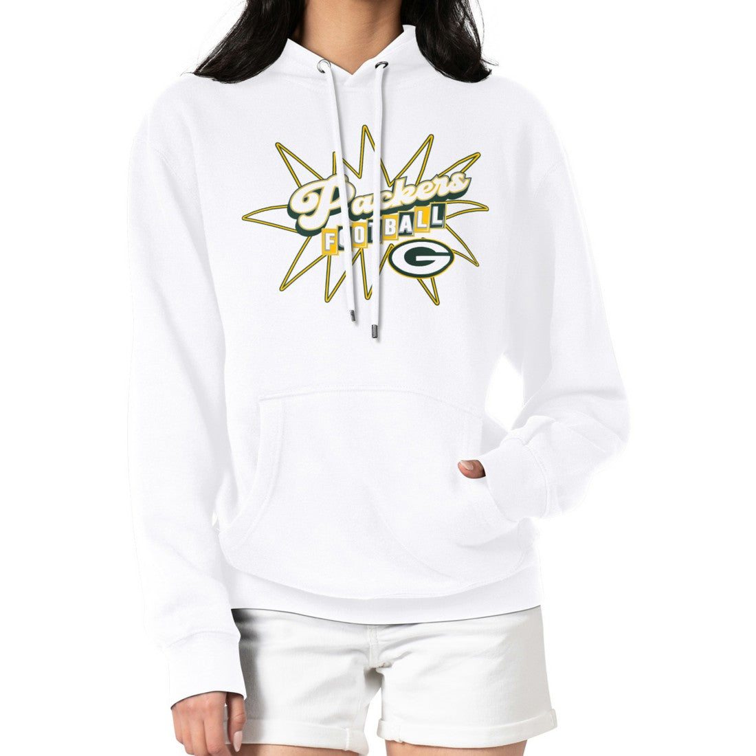 Green Bay Packers Starter Women's Drive-In Sign Pullover Hoodie - White - NFL