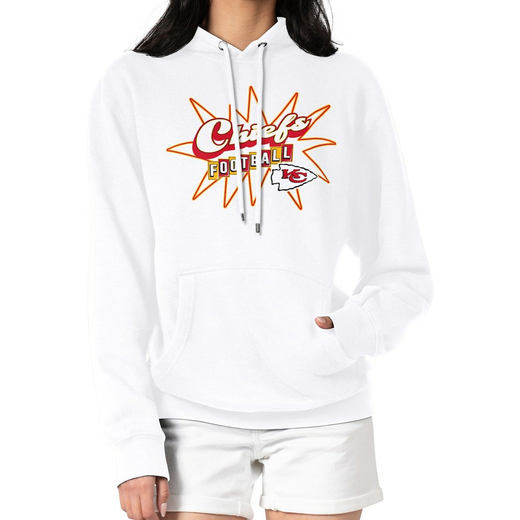 Kansas City Chiefs Starter Women's Drive-In Sign Pullover Hoodie - White - NFL