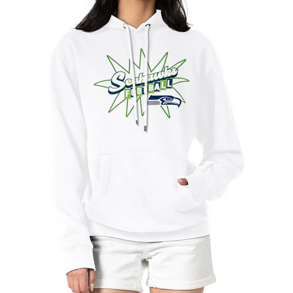 Seattle Seahawks Starter Women's Drive-In Sign Pullover Hoodie - White - NFL