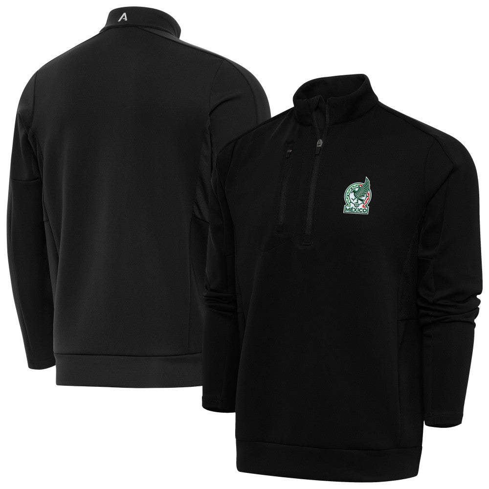 Mexico National Team Antigua Genesis Quarter-Zip Pullover Black