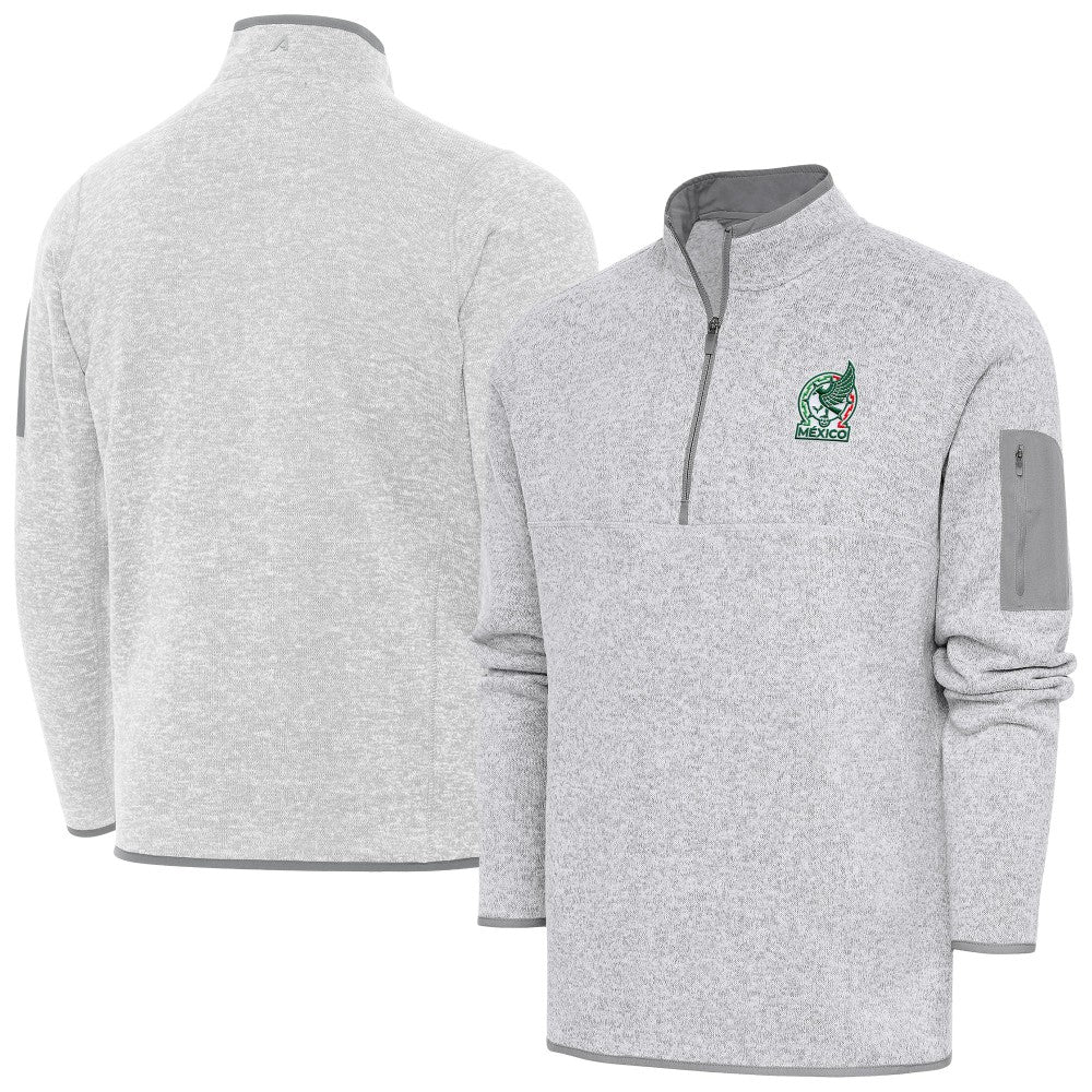 Mexico National Team Antigua Elevate Quarter-Zip Pullover Heather Gray