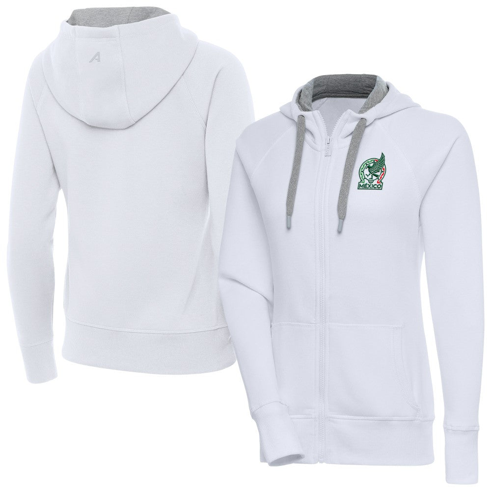 Mexico National Team Antigua Women's Takeover Full-Zip Hoodie White