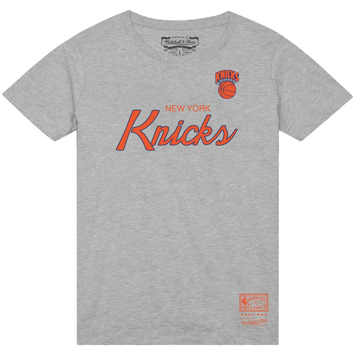 Mitchell & Ness New York Knicks Big & Tall Hardwood Classics Vintage Wordmark T-Shirt Heather Gray