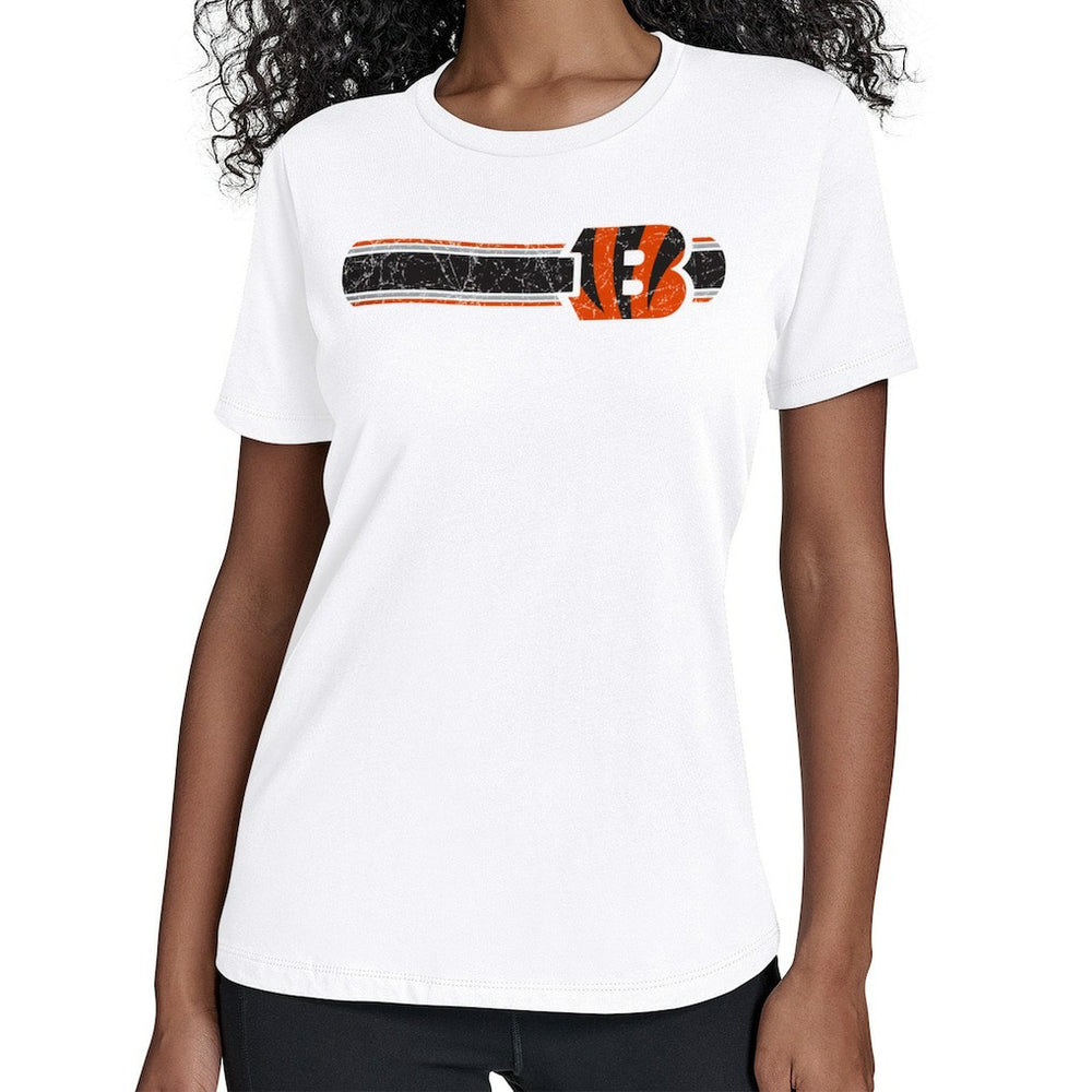Cincinnati Bengals Starter Women's Team Stripe T-Shirt - White - NFL