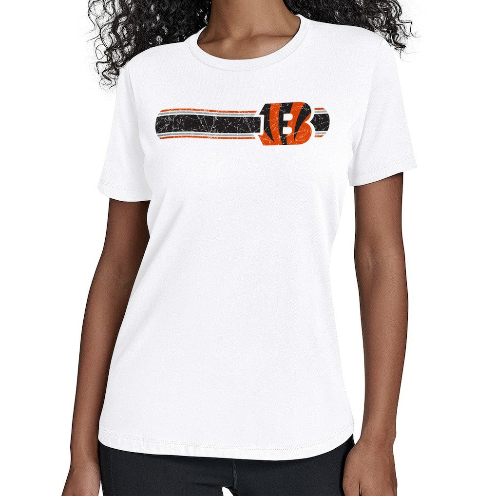 Cincinnati Bengals Starter Women's Team Stripe T-Shirt - White - NFL