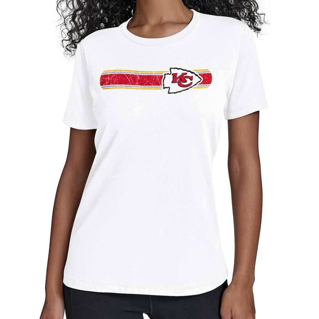 Kansas City Chiefs Starter Women's Team Stripe T-Shirt - White - NFL
